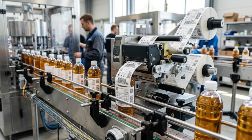 fábrica de productos con etiquetas