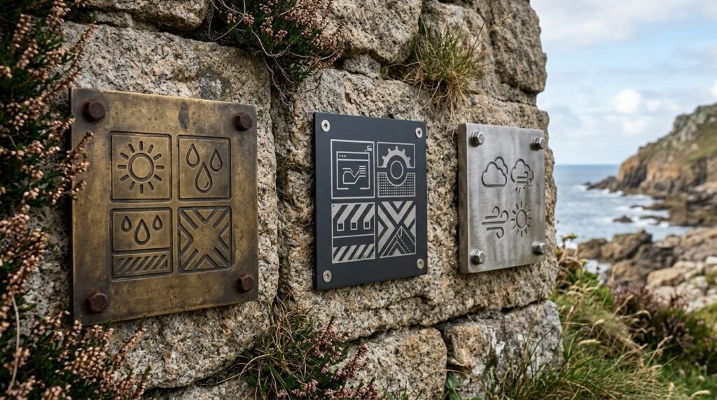 placas metálicas al intemperie